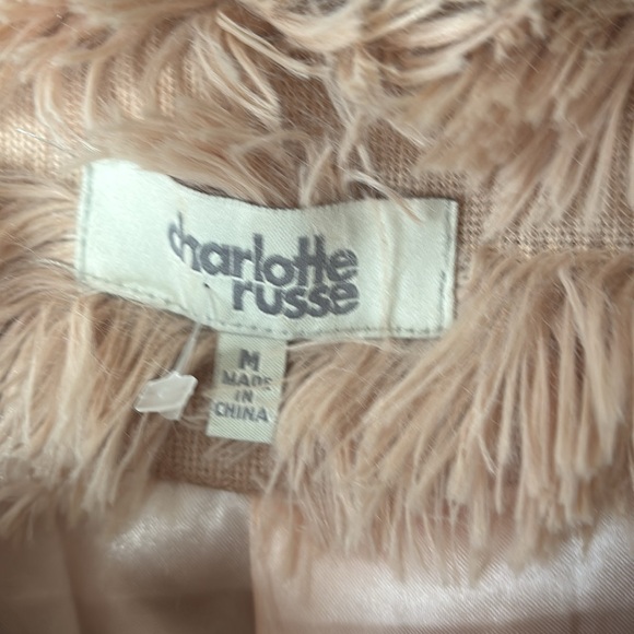 Women’s Sz M pink faux fur one clasp closure light casual rare jacket top - Picture 4 of 8